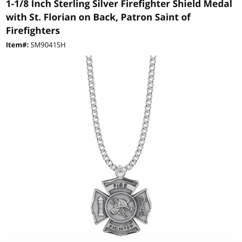 Firefighter Pendant Necklace - Silver - Picture 5 of 5